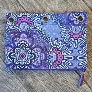 NWOT Vera Bradley Purple 3 Ring Binder Zipper Pouch Bag